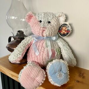 H.J HUGGS & FRIENDS Pastel Plush Bear with Blue and Pink Accents